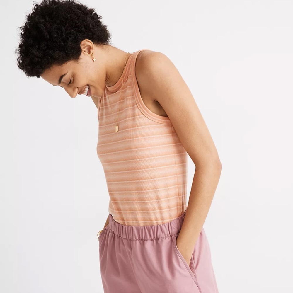 MADEWELL: ribbed westville tank top in pink medium - Picture 2 of 8